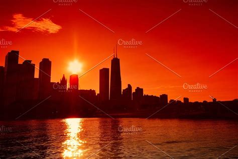 Chicago Sunset Skyline