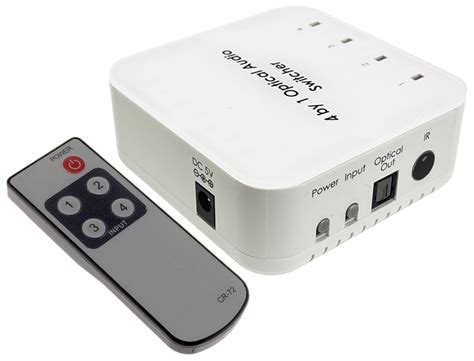 Premium 4 Port Digital Optical Audio Switch With Remote Control