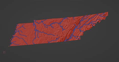 Tennessee, USA (TN) Topographic Map with Rivers by ansonl | Download free STL model | Printables.com