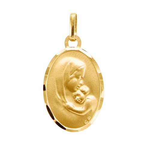 Médaille Vierge en Or Blanc ou Or Jaune Pendentif Baptême