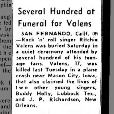 Ritchie Valens funeral Feb 9, 1959. - Newspapers.com™