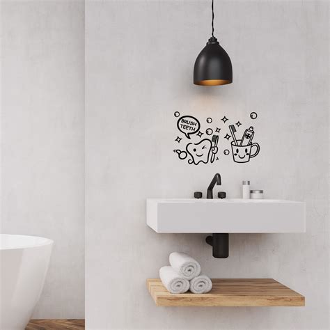 Sticker Salle De Bain Citation Brush Teeth Stickers Salle De Bain Mur