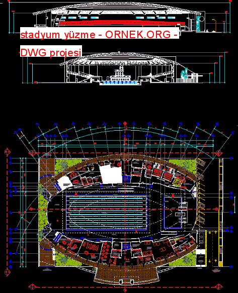 Proje Sitesi Stadyum Metalik Yapısı Ayrıntıları Autocad Projesi