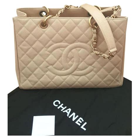 Chanel Beige Caviar Gst Shopping Tote Bag Ghw Leather Ref201939 Joli