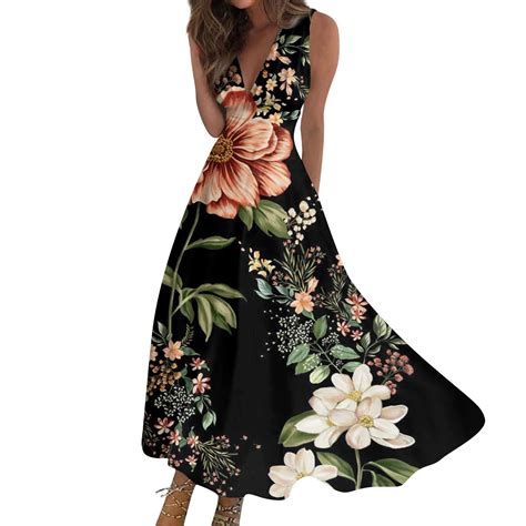 Mohiass Spring Dresses For Women 2024womens Dresses Wrap V Neck Floral Print Beach Dresses