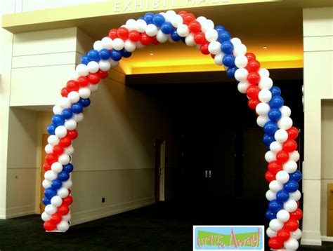 Patriotic Balloon Arch In Red White And Blue Upup And Away Up Up