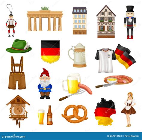 Germany Travel Traditional Symbols and Attribute Big Vector Set Stock