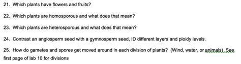 Solved 21. Which plants have flowers and fruits? 22. Which | Chegg.com