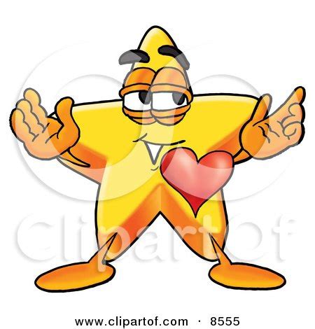 Clipart Picture of a Star Mascot Cartoon Character With His Heart ...