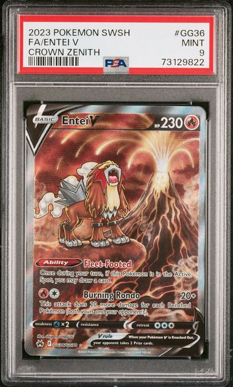 Pokemon Sword And Shield Crown Zenith Gg Full Art Entei V Psa