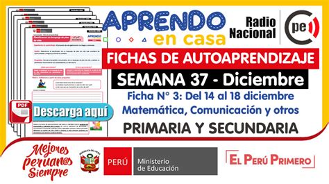 Tarjeta De Autoaprendizaje Secundario Semana Del Al