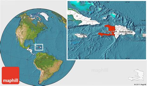 Satellite Location Map of Haiti, highlighted continent