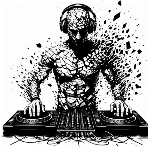 DJ Image, DJ Image in Vector Image in Black and White Svg-eps-dxf-png ...