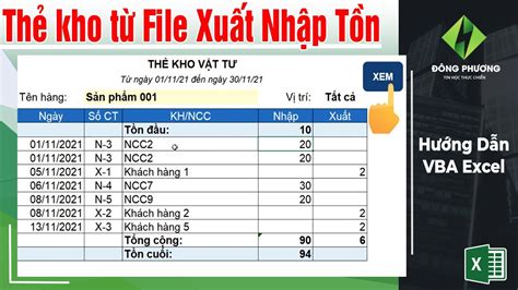 Hướng Dẫn Cách Tạo Thẻ Kho Từ File Excel XuẤt NhẬp TỒn Excel Vba Cơ Bản đến Nâng Cao Youtube