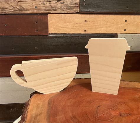 Set Of 2 Unfinished Wood Coffee Cups Diy Wood Coffee Mug Etsy