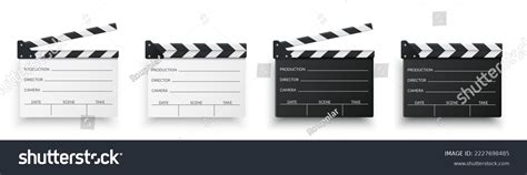 Realistic Movie Clapper Board Set White Stock Vector (Royalty Free ...