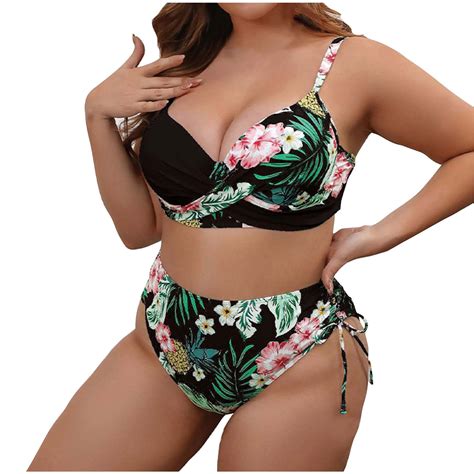 Lyxssbyx Bikinis For Women Plus Size Summer Beach Plus Size Rigid Mesh Three Piece Bikini Set