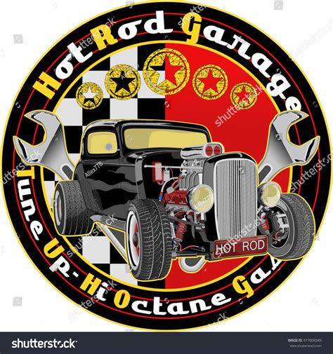 Hot Rod Emblem Editable Stok Vektör Telifsiz 477009349 Shutterstock