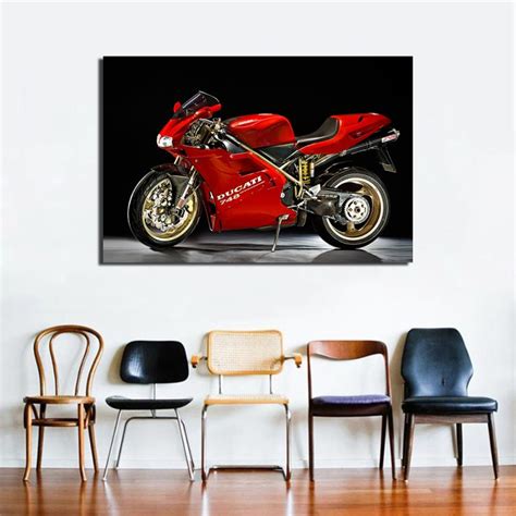 Ducati 748 Motorcycle Canvas Art Print Poster For Living Room Decor