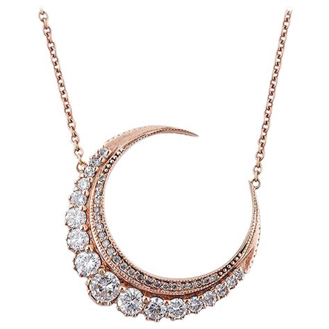 Graduated Diamond Crescent Moon Necklace Crescent Moon Necklace