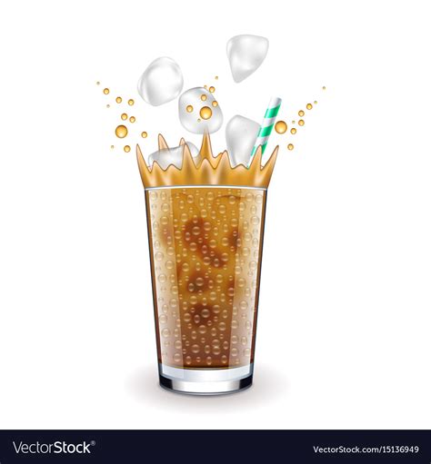 Ice latte with splashes isolated on white Vector Image