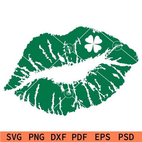 St Patricks Day Lips Svg St Patricks Day Kiss Svg Shamrock Lips Svg