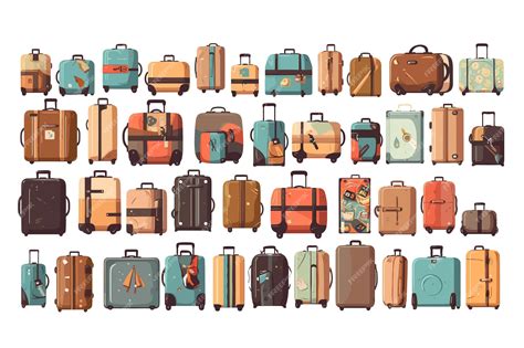 Premium Vector Travel Luggage And Suitcase Vector Illustration Set