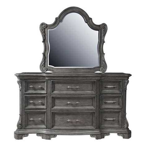 Pulaski Vivian 9 Drawer Dresser And Mirror Set P294 BR K7