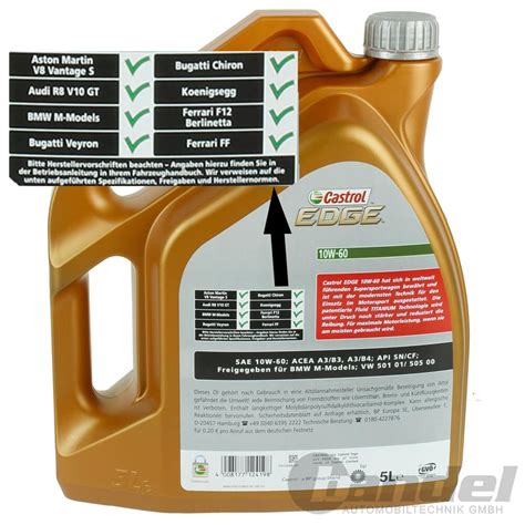 MANN FILTER CASTROL 10W60 ÖL passend für BMW 3er E36 Z3 E36 M3 3 0 3 2