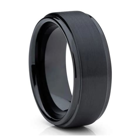 Ip Black Tungsten Carbide Rings For Men 8mm Wedding Bands Women Jewelry