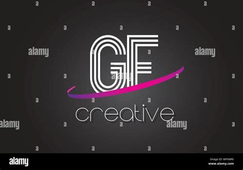 Gf G F Letter Logo With Lines Design And Purple Swoosh Vector Letters