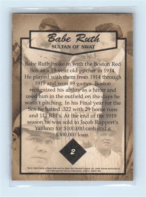 Mavin 1994 Guyana Babe Ruth Sultan Of Swat Stamp Cards 350 Babe Ruth