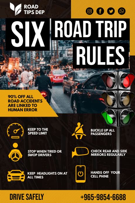 Golden Safe Driving Rules And Tips Poster Tem Template Postermywall