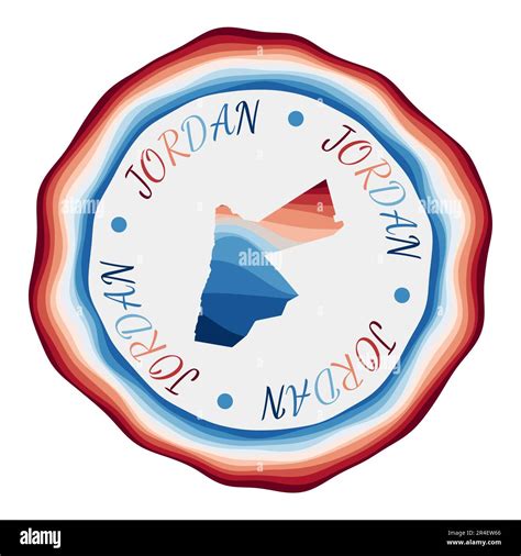 Jordan Badge Map Of The Country With Beautiful Geometric Waves And