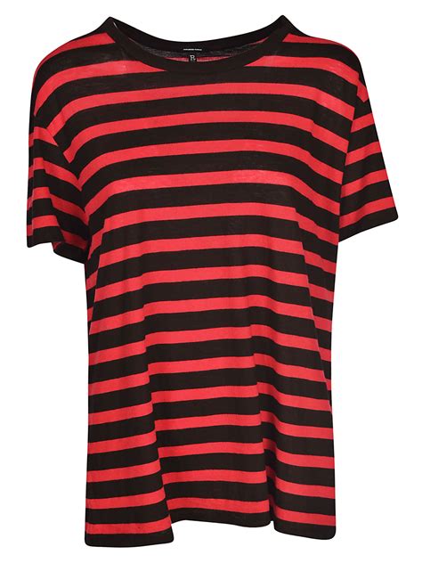 R13 R13 Oversized Striped T Shirt Redblack 10909006 Italist