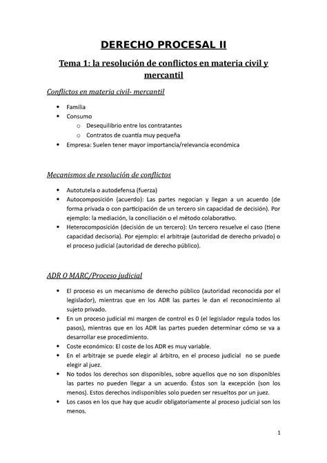 Apuntes Derecho Procesal Derecho Procesal Ii Tema La Resoluci N