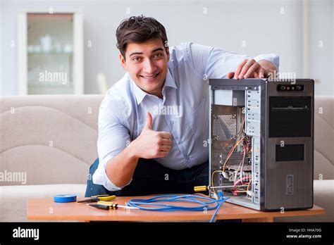 It Technician Repairing Broken Pc Desktop Computer Stock Photo Alamy