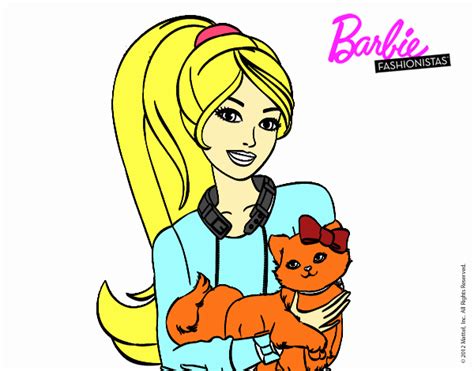 Dibujo De Barbie Con Su Linda Gatita Pintado Por En Dibujos Net El D A