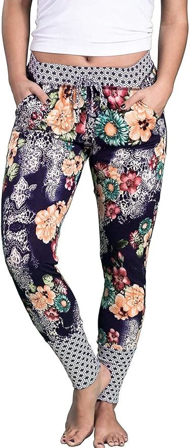 Targogo Womens Lightweight Summer Pants Flower Casual Pants Festival