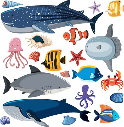 Cartoon Sea Life Seamless Pattern With Sea Animals Character 3223003