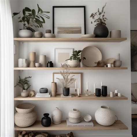 Premium Ai Image Japandi Shelf Styling Modern Minimalistic