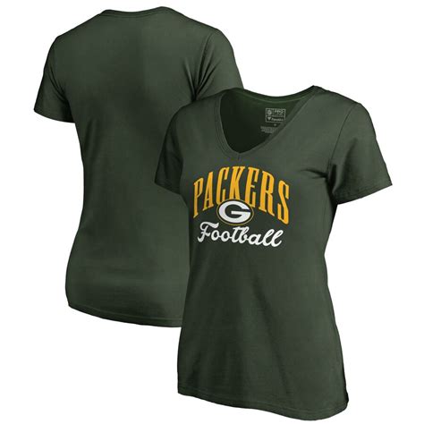 Women's Green Bay Packers NFL Pro Line by Fanatics Branded Green Victory Script Plus Size V-Neck ...