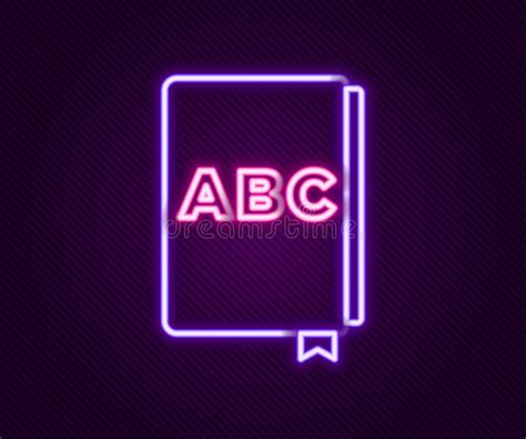 Glowing Neon Line Abc Book Icon Isolated On Black Background