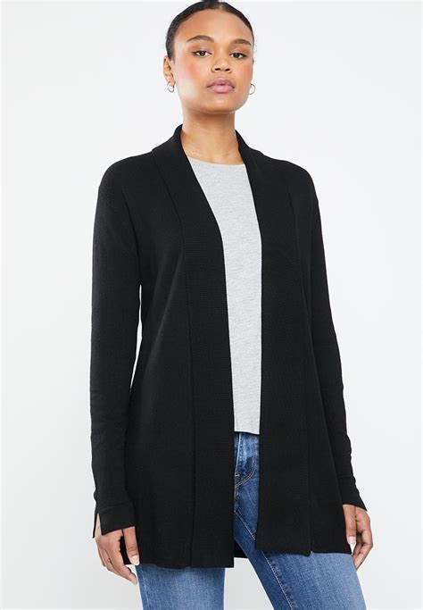 Ribbed Longer Length Cardigan Black MANGO Knitwear Superbalist