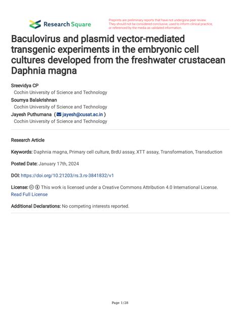 PDF Baculovirus And Plasmid Vector Mediated Transgenic Experiments In