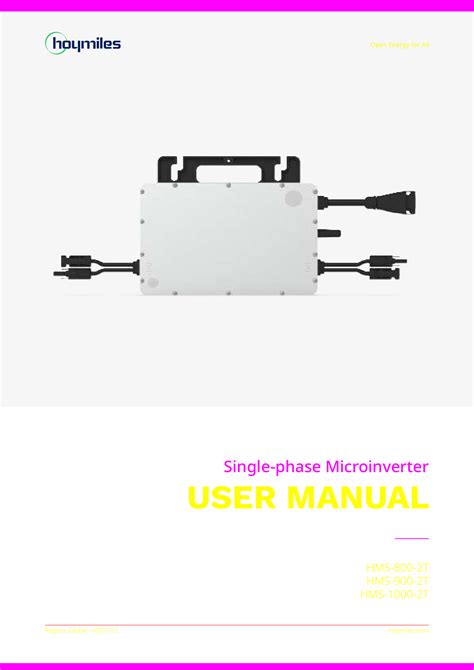 Hoymiles Microinverter User Manual For Hms T Important