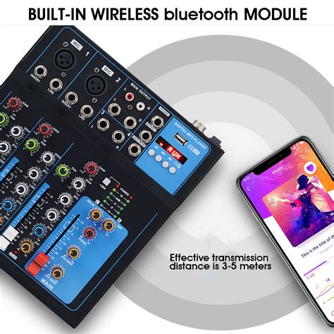 4 Channel bluetooth Professional Audio Mixer DJ Mic Mixing Console EU ...