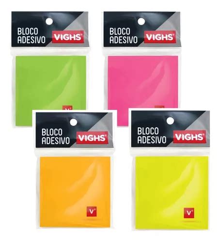 Bloco Adesivo 100 Folhas Tipo Postit 76x76mm Colorido Neon Cor Laranja