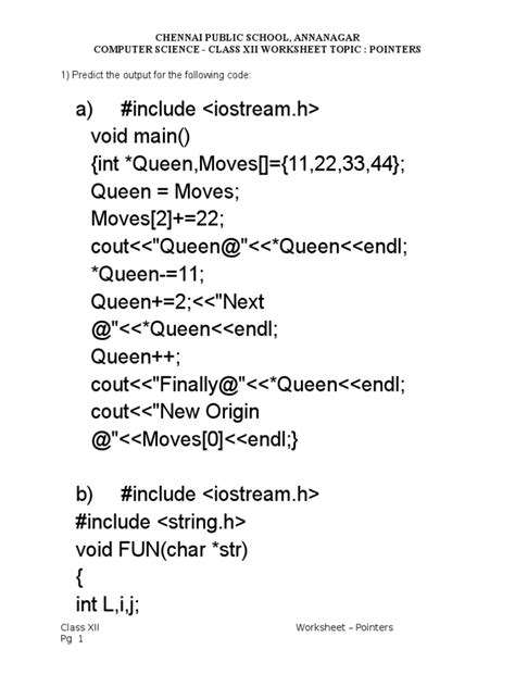 1 Predict The Output For The Following Code Pdf Pointer Computer