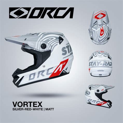 Jual KSR ONEONENINE HELM ORCA VORTEX SERIES SILVER RED WHITE MATTE